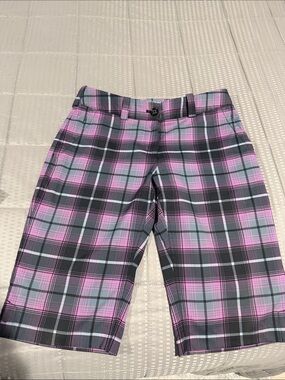 NEW Nike Women's Pink and Gray Plaid Golf Shorts Size 4